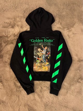 Felpa Off-White Nera e Verde Golden Ratio