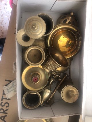 Reloj de Bronce, escribanía y lampara