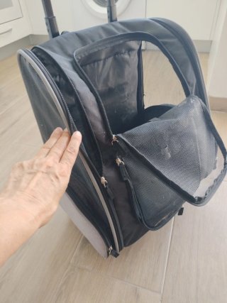 Transportín Gatos Ruedas y Mochila Negro