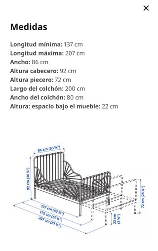 Estructura Cama infantil extensible + colchón