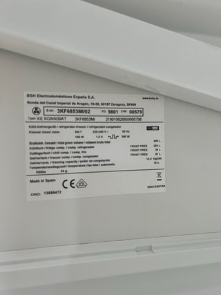 PARA PIEZAS Balay 3KF6853MI/02 No Frost A++