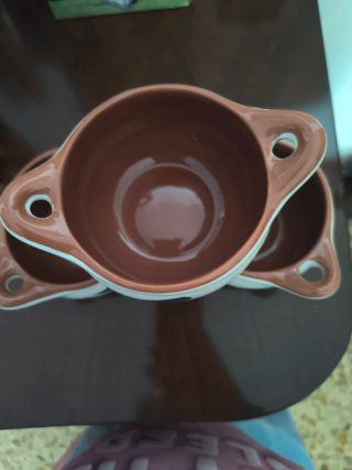 3 ciotole in terracotta con decoro