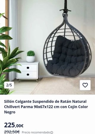 Sillón Colgante Ratán Natural Ratan Negro