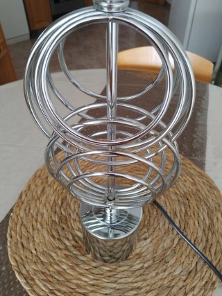 DOS lámparas de mesa plateadas metal 41cm
