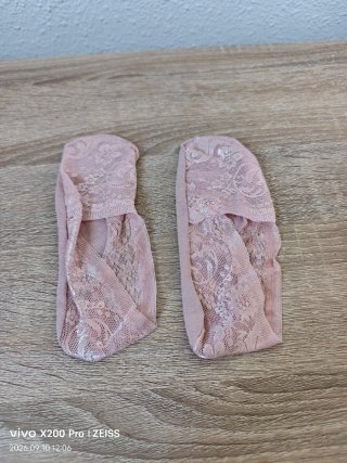 Calcetines tobilleros de encaje rosa