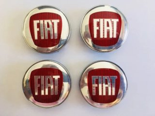 4 Tapas Llantas Fiat Rojo Plata 60mm