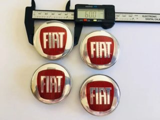 4 Tapas Llantas Fiat Rojo Plata 60mm