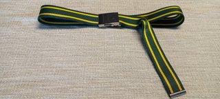 Cintura nastro fibbia militare col. verde-giallo