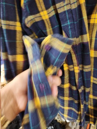 Camisa cuadros Pull&Bear azul y amarillo Talla L