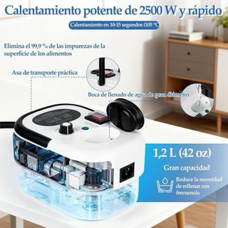 Limpiador Vapor Portátil 2500W 3.5Bar