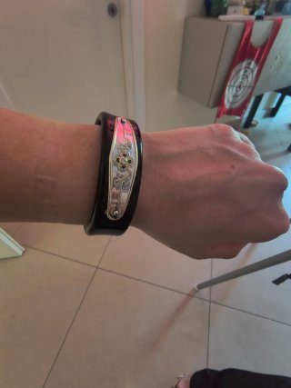 Bracciale plastica con decoro floreale argento 800