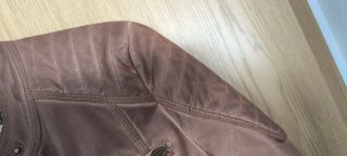 Cazadora efecto cuero mujer marrón