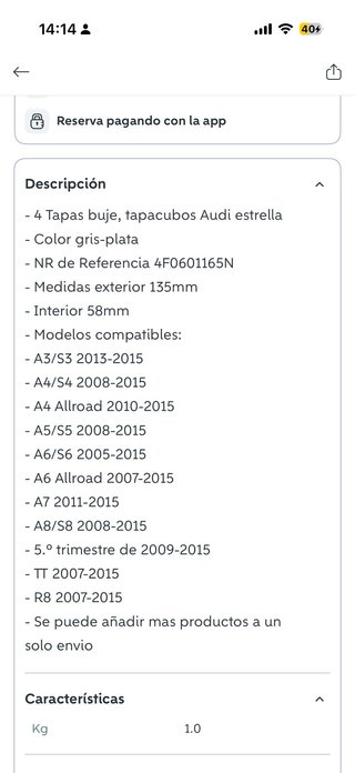 Tapabujes Audi 135mm