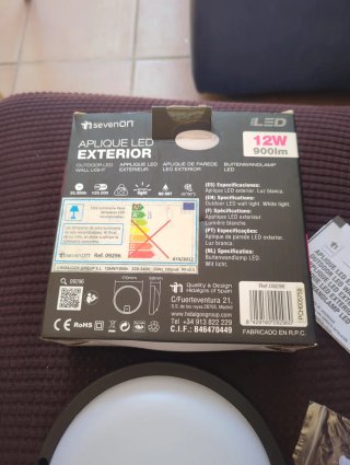 Aplique LED Exterior 12W 900lm Negro
