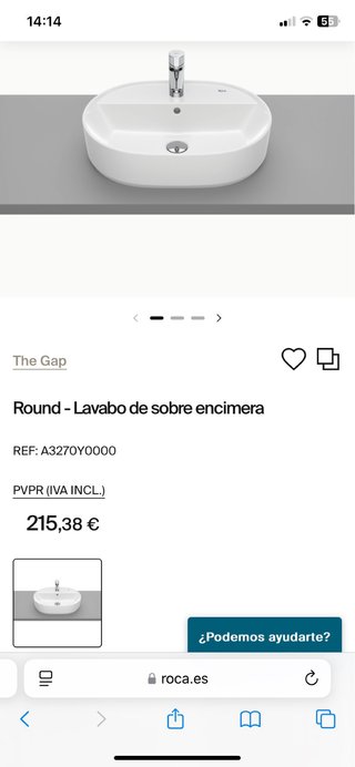 Lavabo Roca NUEVO Blanco Porcelana