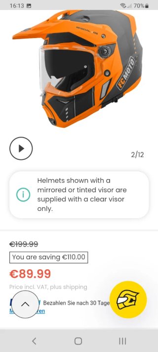 Casco Moto Enduro FCMOTO Naranja