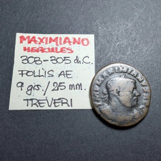 Moneda romana Maximiano 303-305 d.C. Treveri