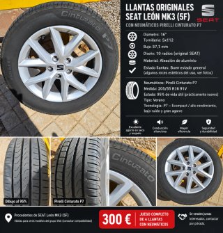 Llantas Seat León MK3 (5F) + Neumáticos Pirelli