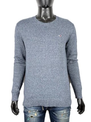 Tommy Hilfiger Maglione Uomo M Blu Mélange Cotone