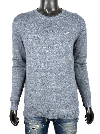 Tommy Hilfiger Maglione Uomo M Blu Mélange Cotone