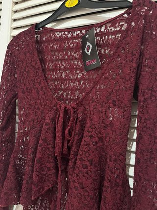 Blusa rebeca encaje burdeos Eileen Talla S/M nueva