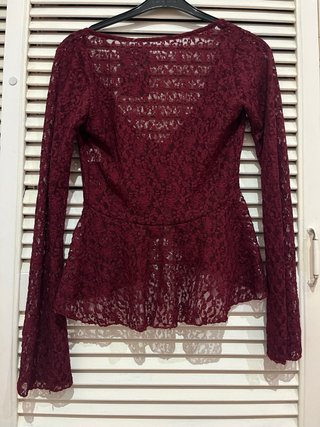 Blusa rebeca encaje burdeos Eileen Talla S/M nueva
