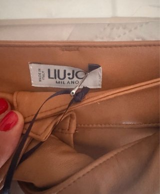 Liu Jo Shorts vita alta effetto pelle marrone