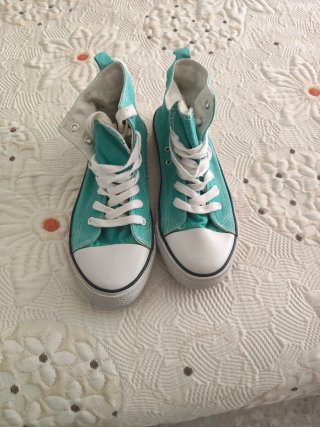 Zapatillas tela verde agua