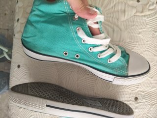 Zapatillas tela verde agua