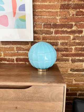 Lámpara mesa Art Decó azul cristal opalino
