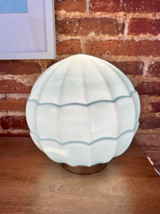 Lámpara mesa Art Decó azul cristal opalino