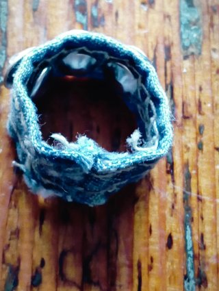 Anello denim con strass