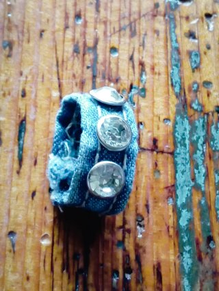 Anello denim con strass