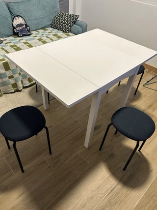 Mesa comedor abatible blanca