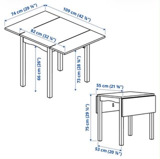 Mesa comedor abatible blanca