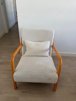 Butaca grande de madera borreguito