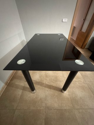 Mesa Comedor Cristal Negra Patas Desmontables