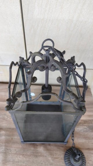 Farol colgante metal y cristal