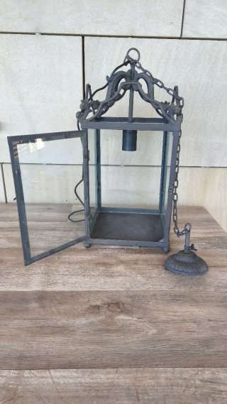 Farol colgante metal y cristal