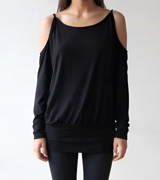 Jersey largo vestido corto negro Cortefiel vintage
