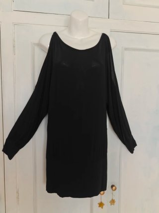 Jersey largo vestido corto negro Cortefiel vintage