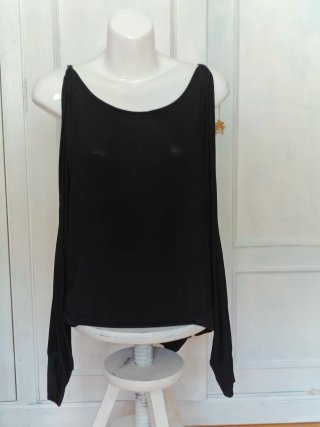 Jersey largo vestido corto negro Cortefiel vintage