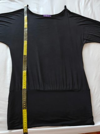 Jersey largo vestido corto negro Cortefiel vintage