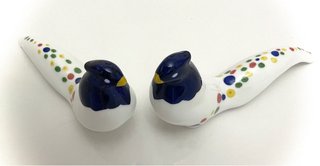 2 Pájaros Porcelana Decorativos Puntos Multicolor