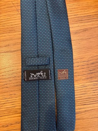 Cravatta Hermes Azzurro Turchese con Motivo Geometrico