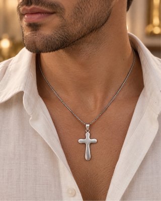 Collana unisex croce in argento 925 uomo donna