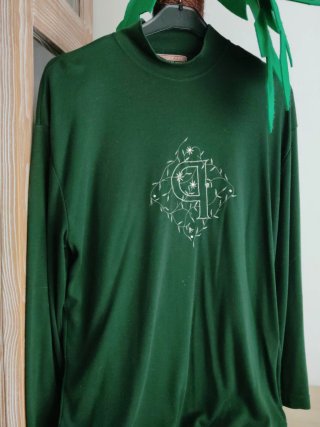Jersey cuello alto verde con bordado