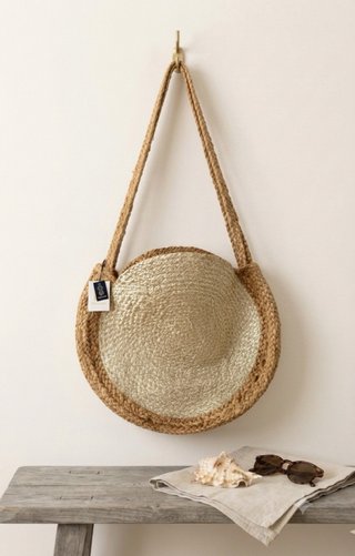 Bolso redondo yute dorado