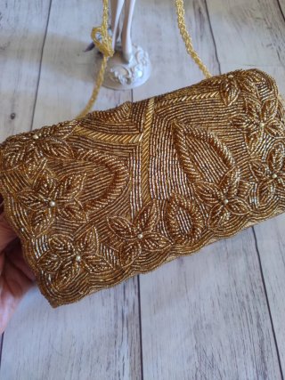 Bolso de fiesta tipo Clutch joya dorado