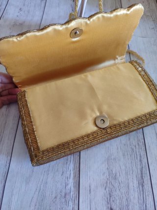 Bolso de fiesta tipo Clutch joya dorado